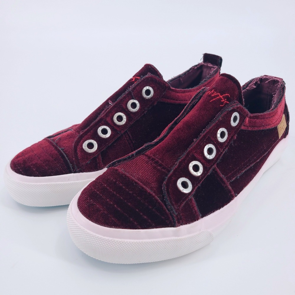 Blowfish Malibu Play Port Velvet Slip On Sneaker‎ Maroon Boho Dark Coquette 6.5